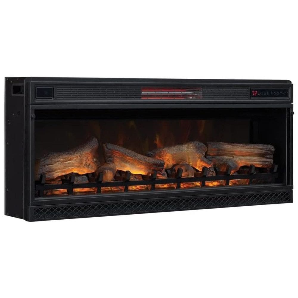 Lareira Elétrica de Embutir A44x108L cm com Efeito de Chama 3D, Configurações de Brilho e Velocidade Ajustáveis, 110V, ClassicFlame, Preta