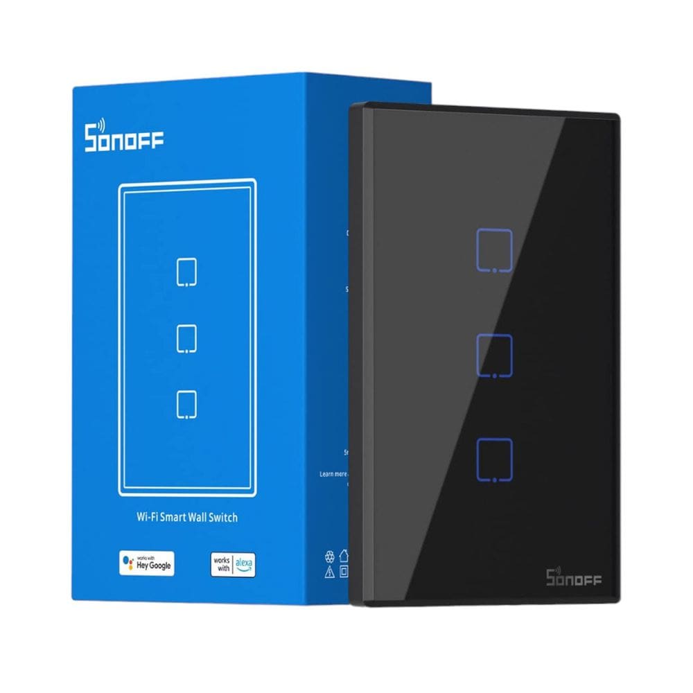 Interruptor Inteligente de Parede Sonoff T3US3C Bivolt Preto
