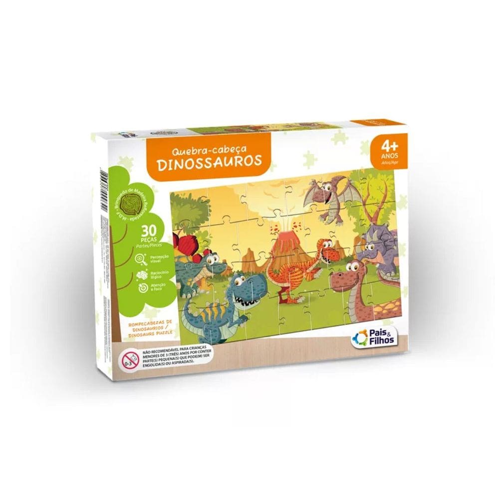 Jogo Interativo Quebra Cabeça Dinossauros 30 Peças Pais & Filhos