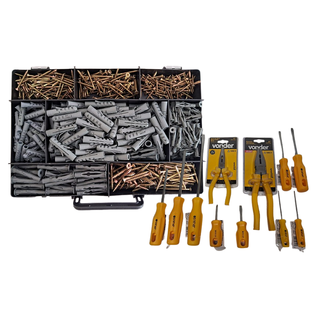 Kit Parafuso Chipboard 700 pçs+Kit ferramentas Vonder 11 pçs