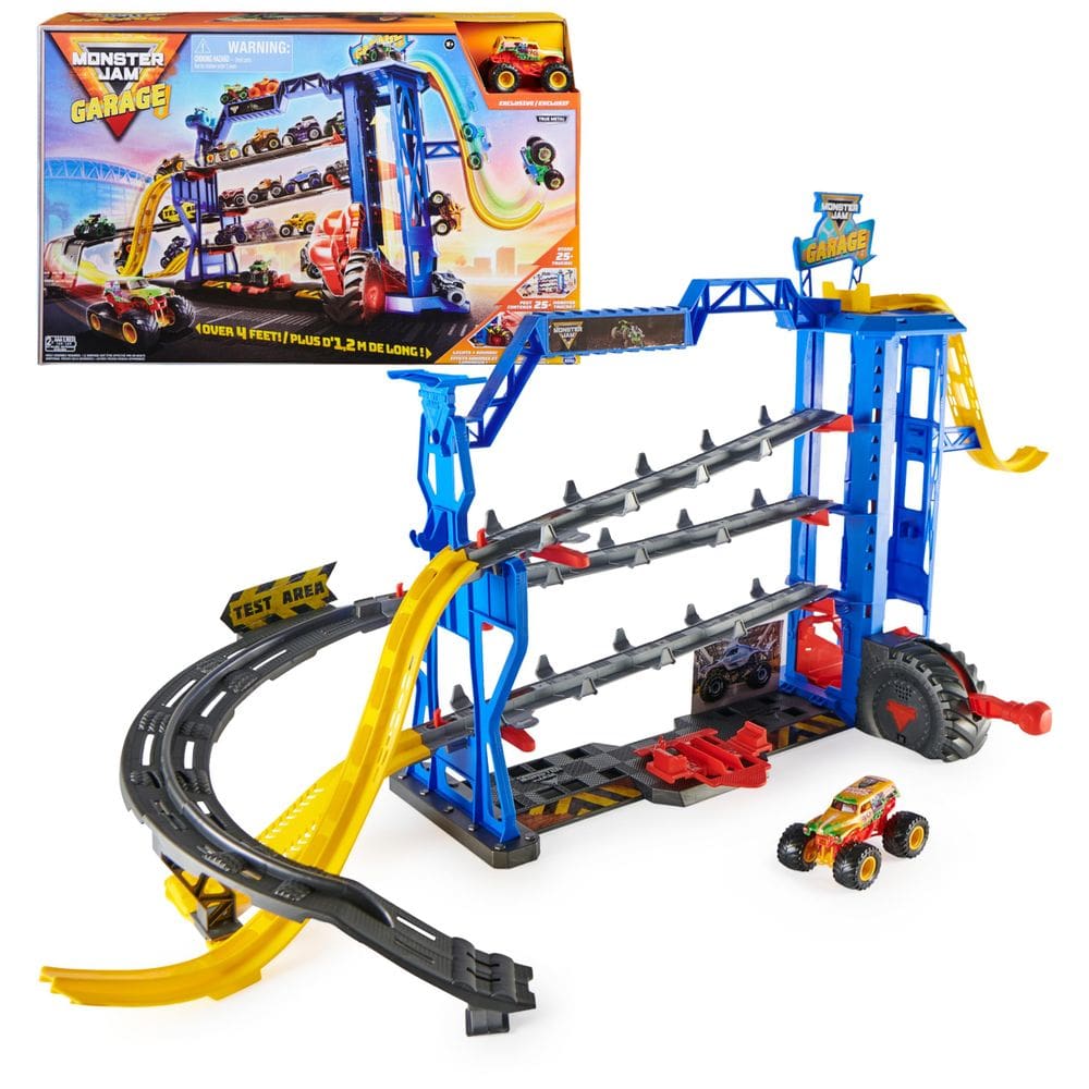 Playset Monster Jam Garage com caminhão Grave Digger exclusivo