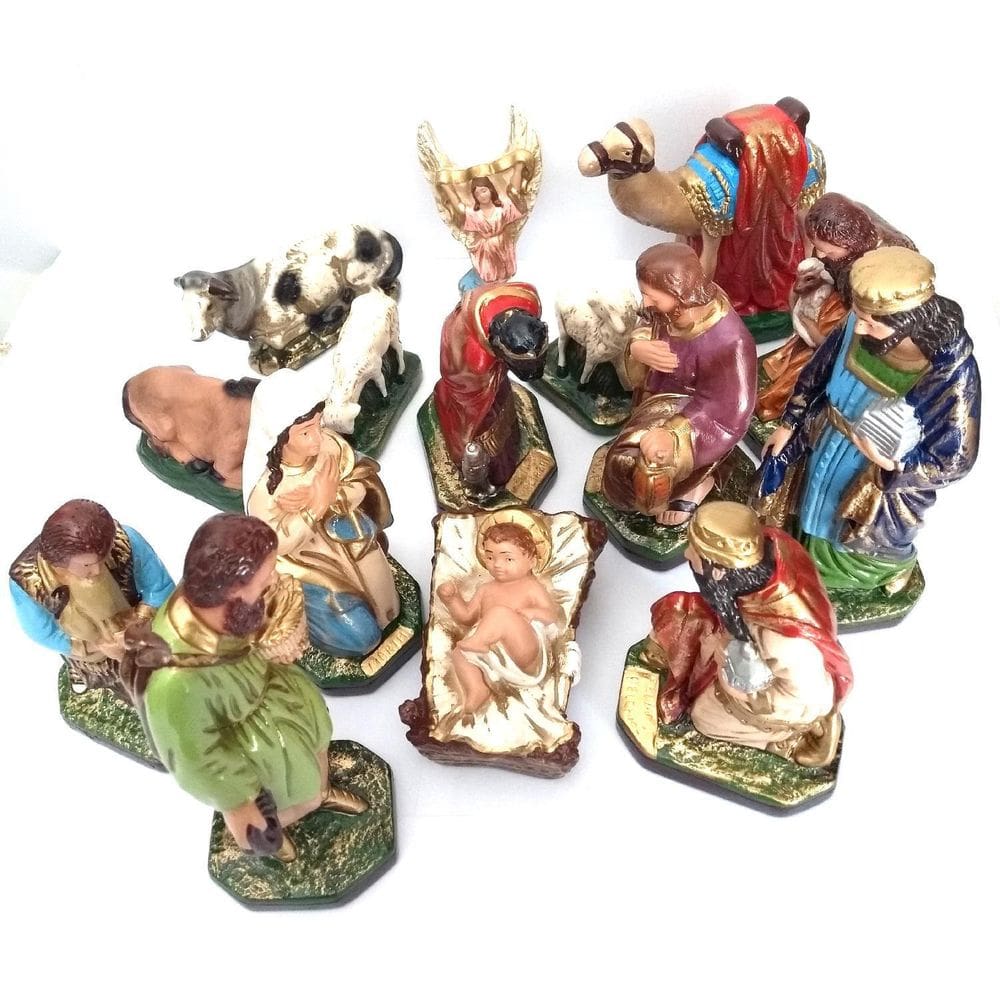 Presépio Completo 15 Peças Gesso 20cm Decoração Natal