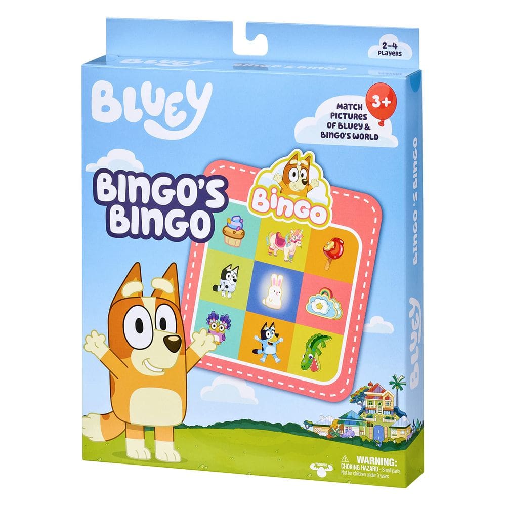 Jogo de cartas Bluey Bingo Bingo com 4 cartas 48 fichas 12 pontos