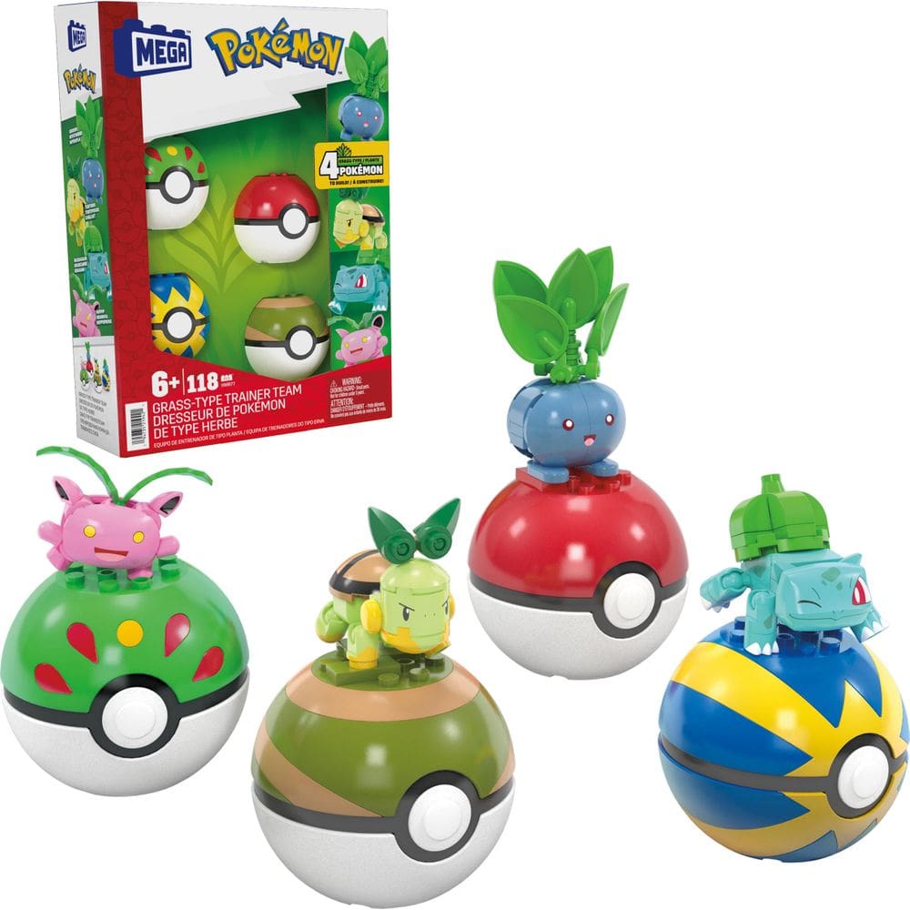 Conjunto de brinquedos de construção Mega Pokémon Grass-Type Trainer Team 118 unidades