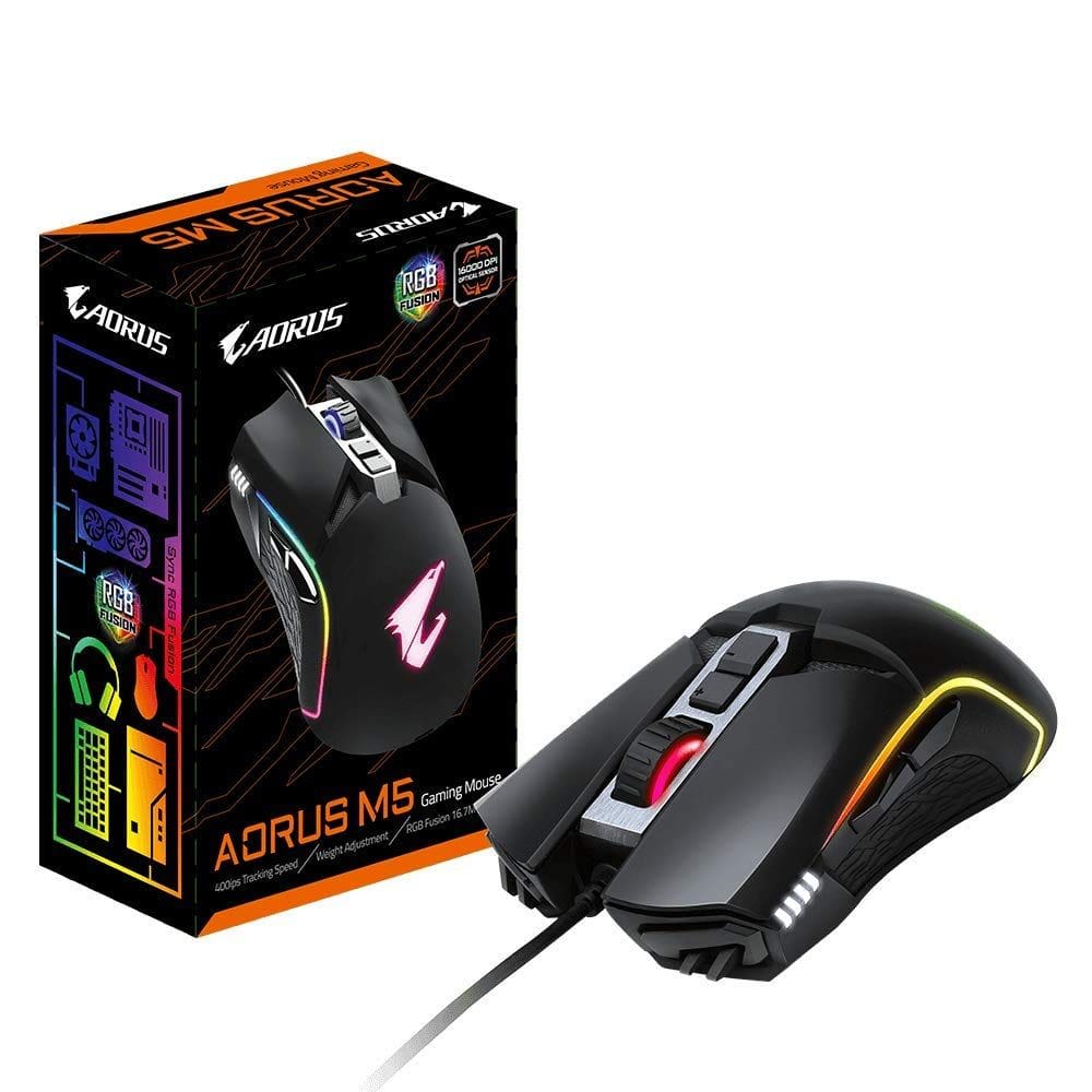 Mouse para jogos GIGABYTE AORUS GM-AORUS M5 RGB 16000 dpi preto