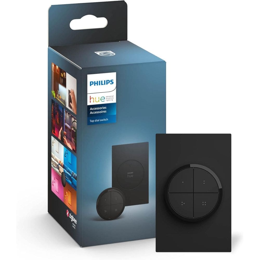 Interruptor de luz Philips Hue Wall Tap Dial portátil preto, pacote com 1 pacote