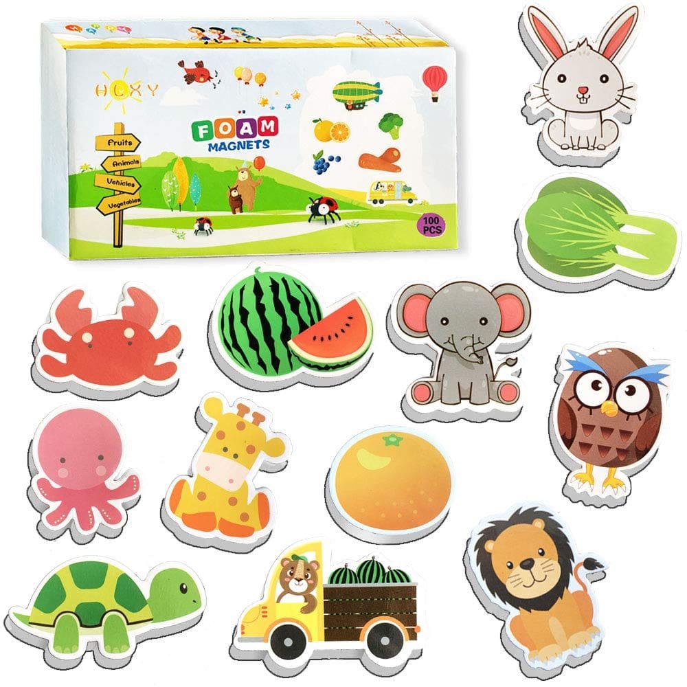 Conjunto de ímãs de geladeira para crianças pequenas, 100 unidades de animais — Frutas