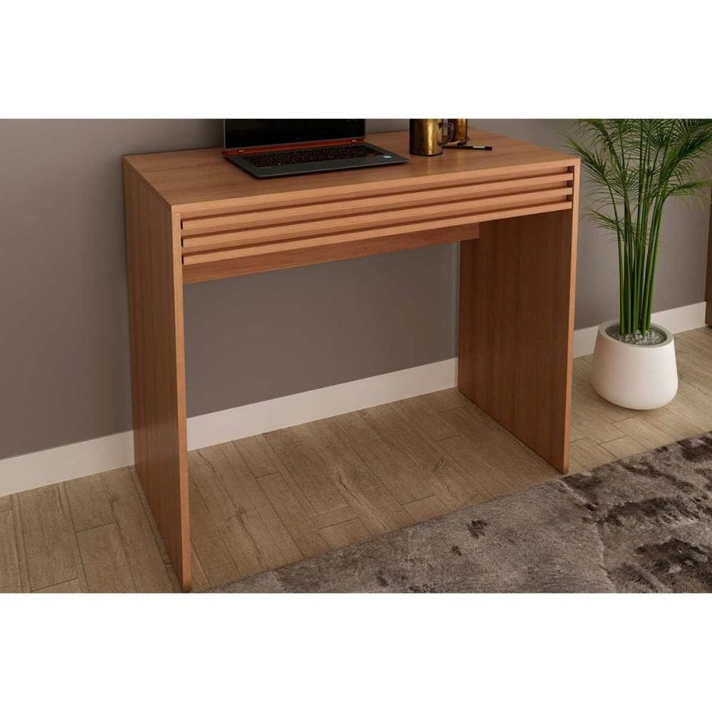 Mesa Computador Escrivaninha c/ 1 Gaveta Ripada ME4173 Amêndoa - Tecno Mobili
