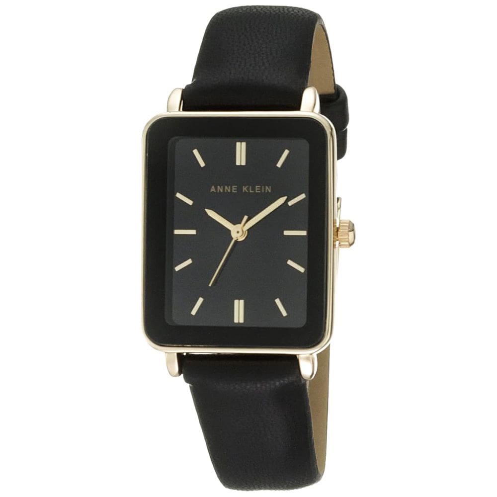 Relógio feminino Anne Klein AK/3702, pulseira preta, tom dourado