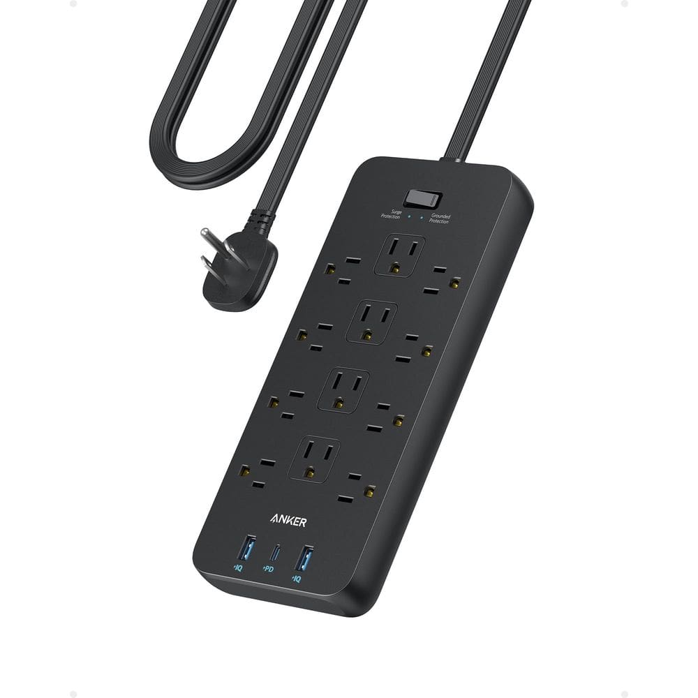 Protetor de sobretensão Power Strip Anker 12 tomadas AC 1 USB-C 2 USB