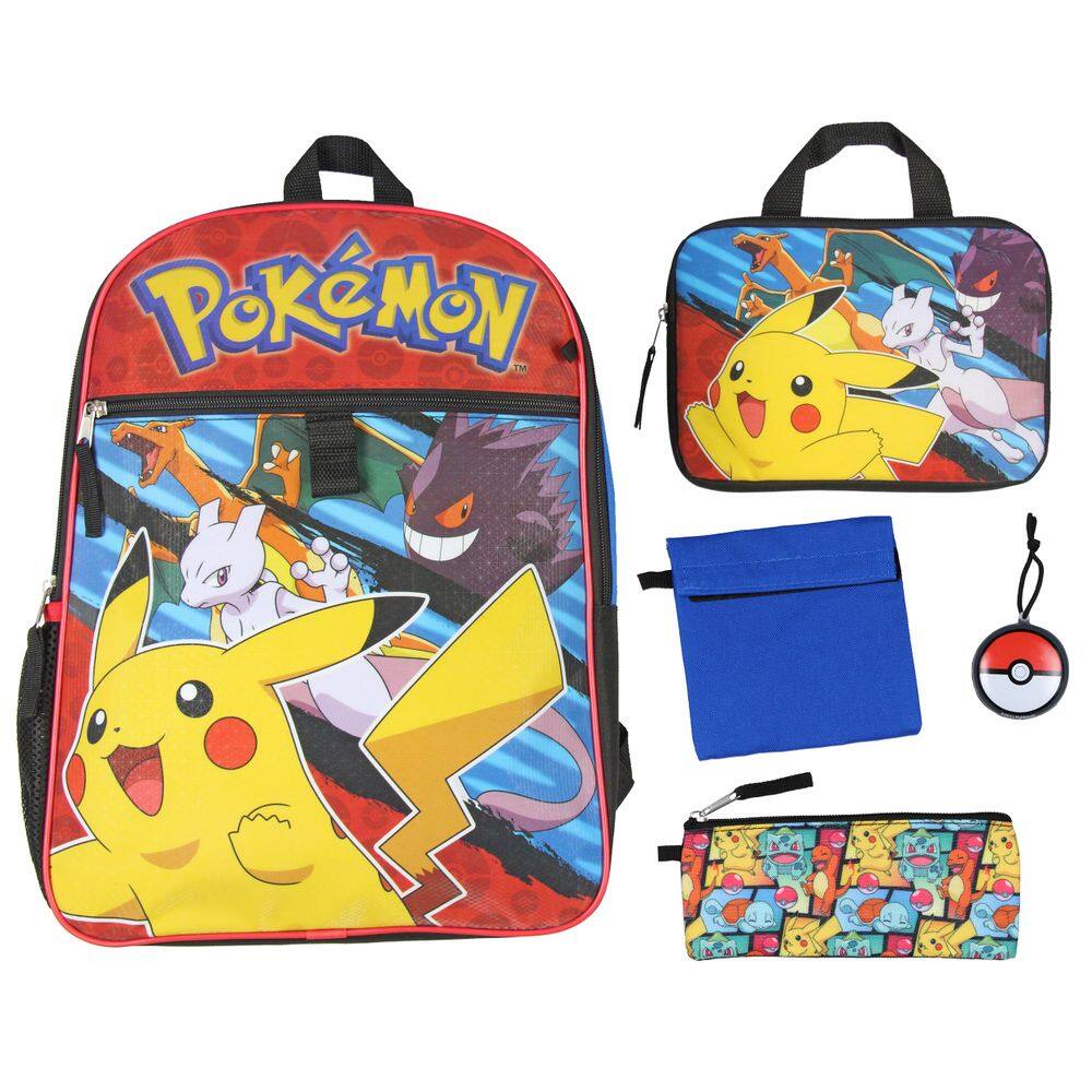 Mochila Bioworld Pokémon de 16 polegadas com conjunto combinado de 5 peças para crianças