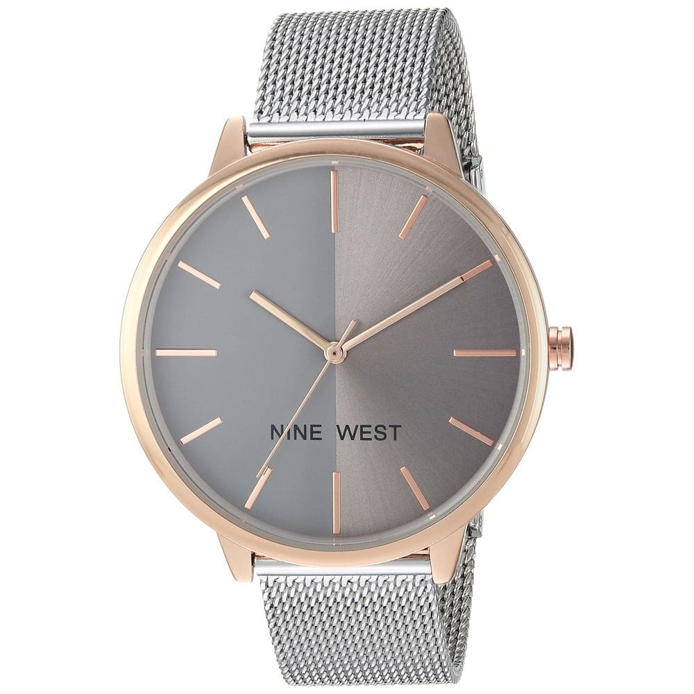Pulseira feminina de malha Sunray Dial Watch Nine West, estojo de 40 mm