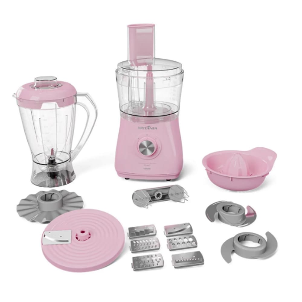 Multiprocessador Liquidificador 12X1 Britania Luxx Pink 1000W 220V