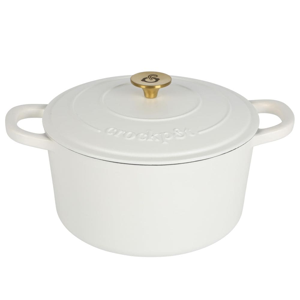 Forno holandês Crock-Pot Artisan 5L - linho branco fosco com maçaneta dourada