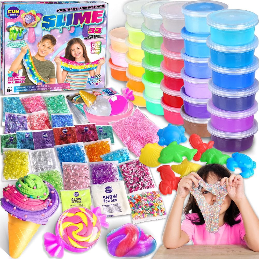 Kit Slime FunKidz, 33 xícaras, pacote Jumbo Premade Ultimate Slime
