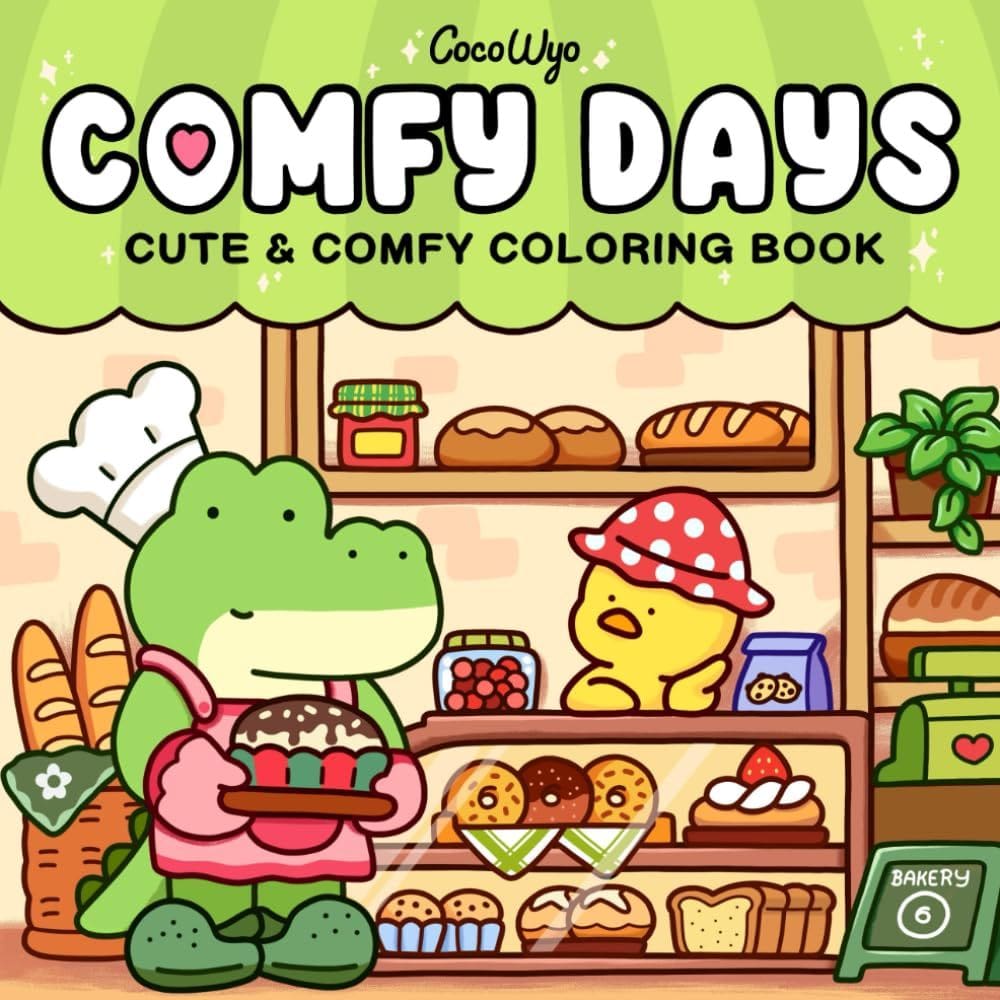 Livro de colorir Coco Wyo Comfy Days para adultos e adolescentes
