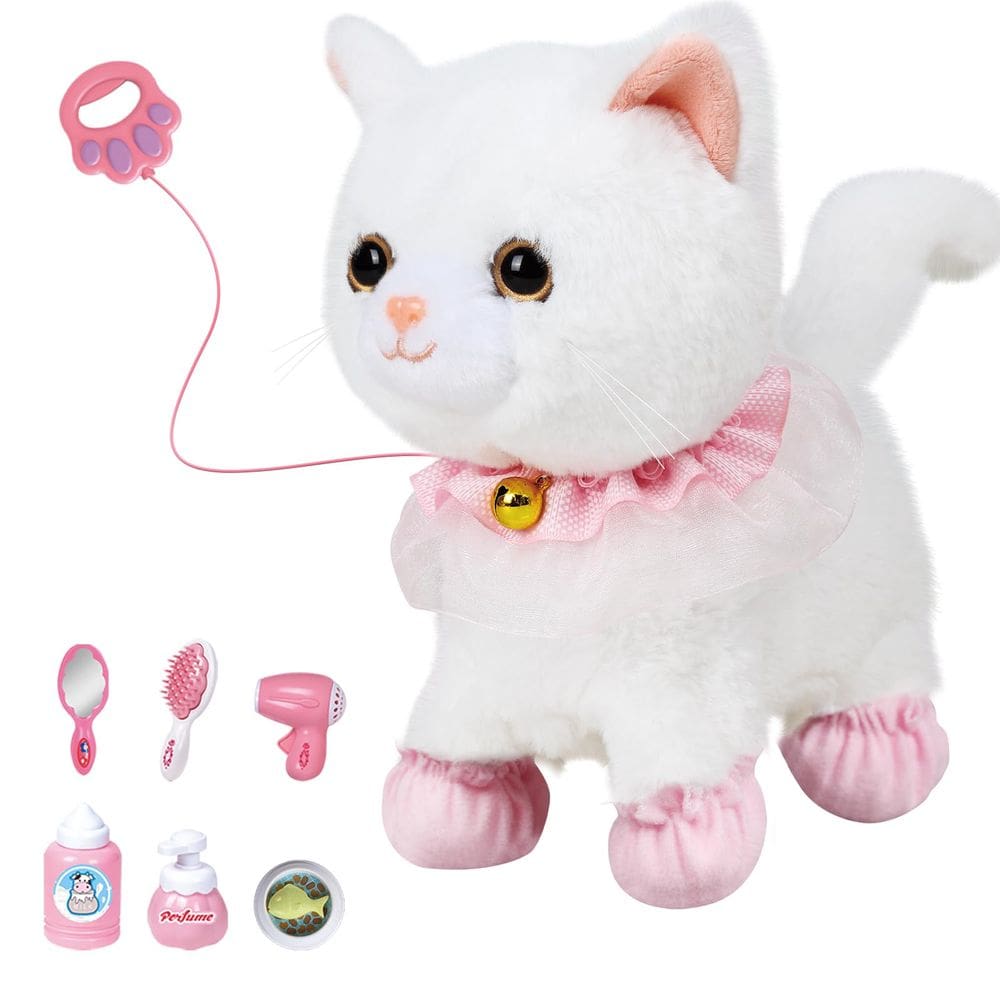 Brinquedo de pelúcia eletrônico interativo Walking Barking Robot Cat