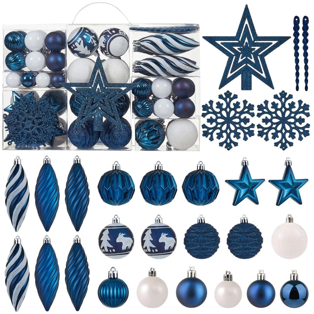Conjunto de enfeites de bola de Natal Wironlst 100 quilates azul inquebrável