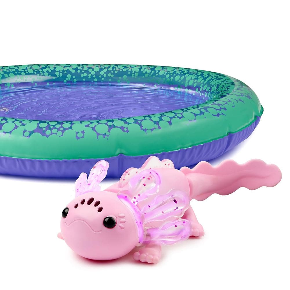 Axolotl Fingerlings Alix interativo para bebês com piscina inflável