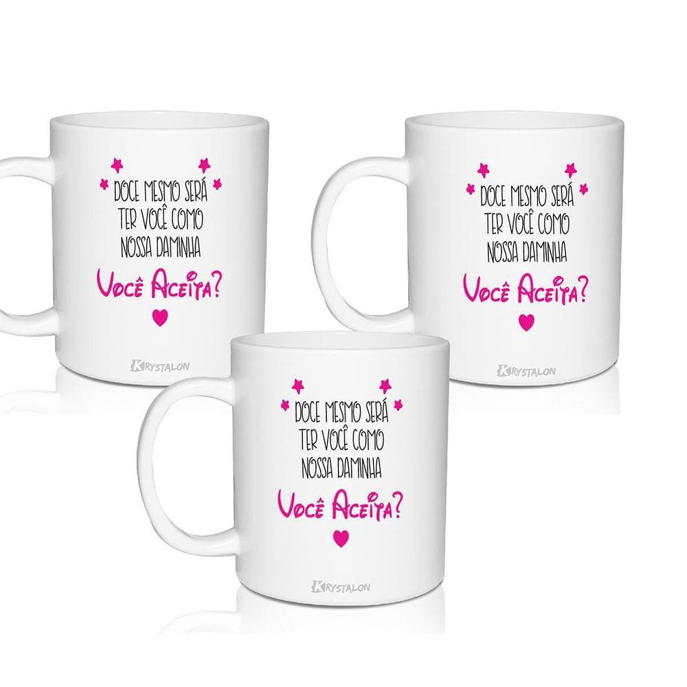 Kit 3 Canecas Lembrancinha Personalizado Daminha