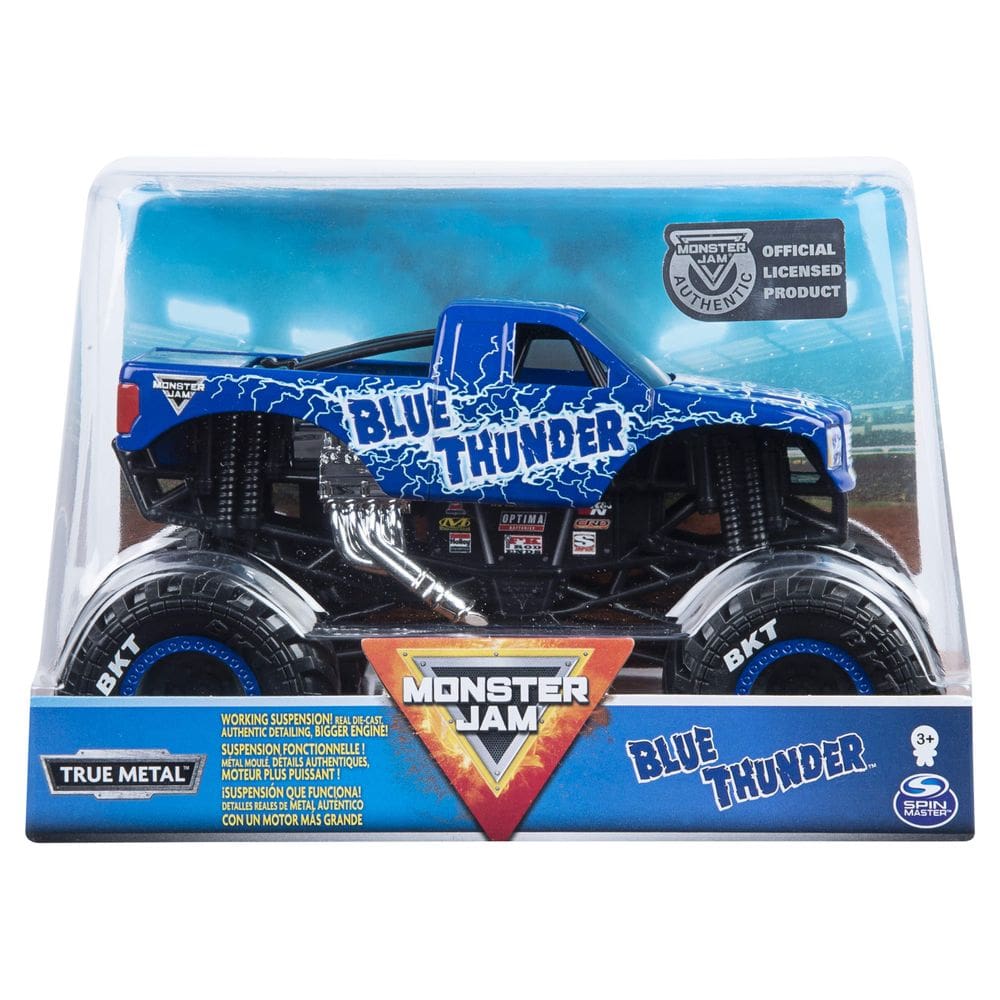 Veículo fundido sob pressão Monster Jam Blue Thunder em escala 1:24