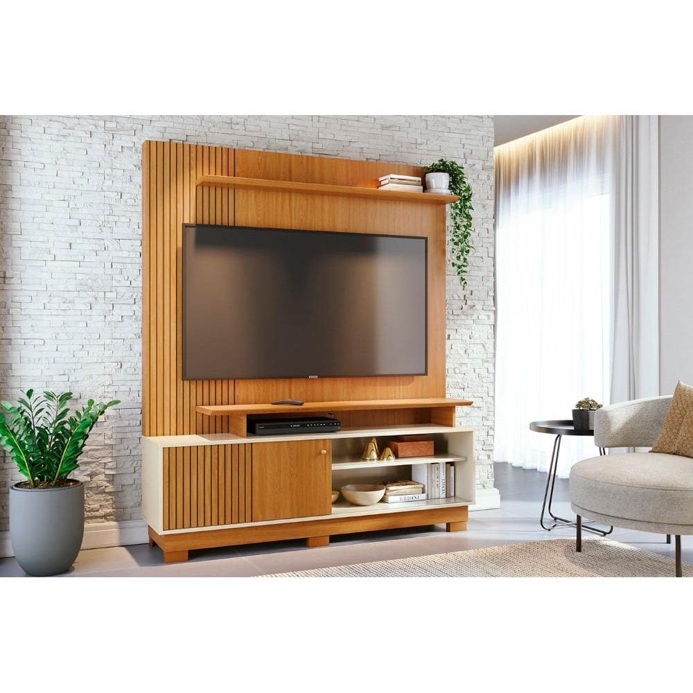 Estante Ares para TV de até 75 polegadas (COM PÉS) - Cinamomo / OFF WHITE - Madetec