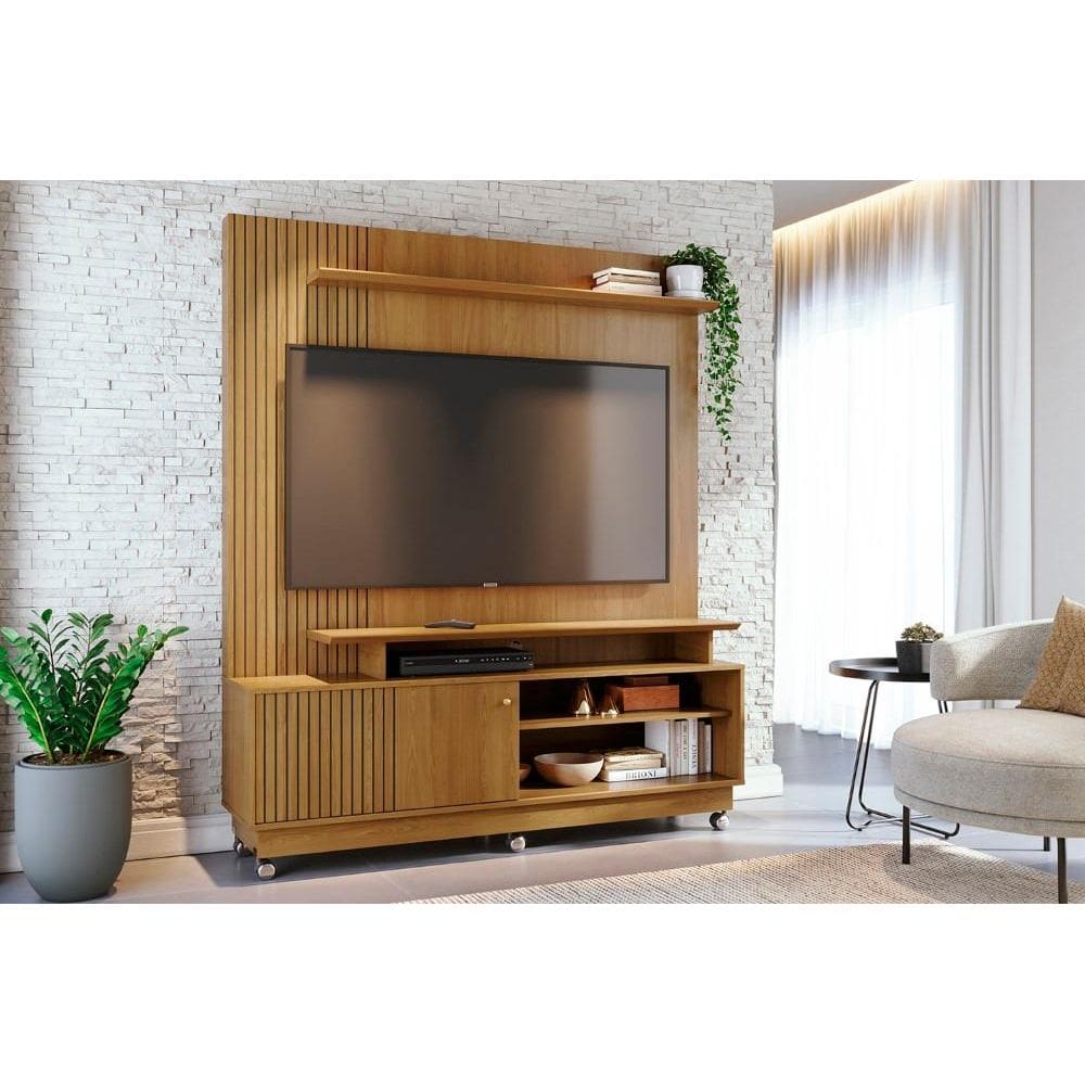 Painel Ares para TV de até 75 polegadas (COM RODÍZIOS) - Cumaru - Madetec