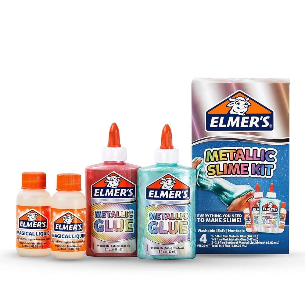 Kit Slime Elmer`s Metallic com cola e ativador de 4 peças