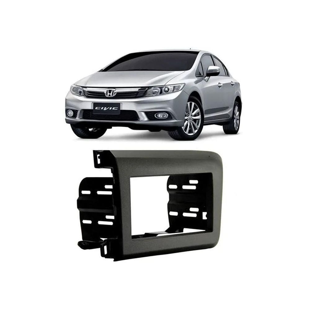 Moldura Painel Dvd 2 Din Honda New Civic 2012 À 2016 Cinza