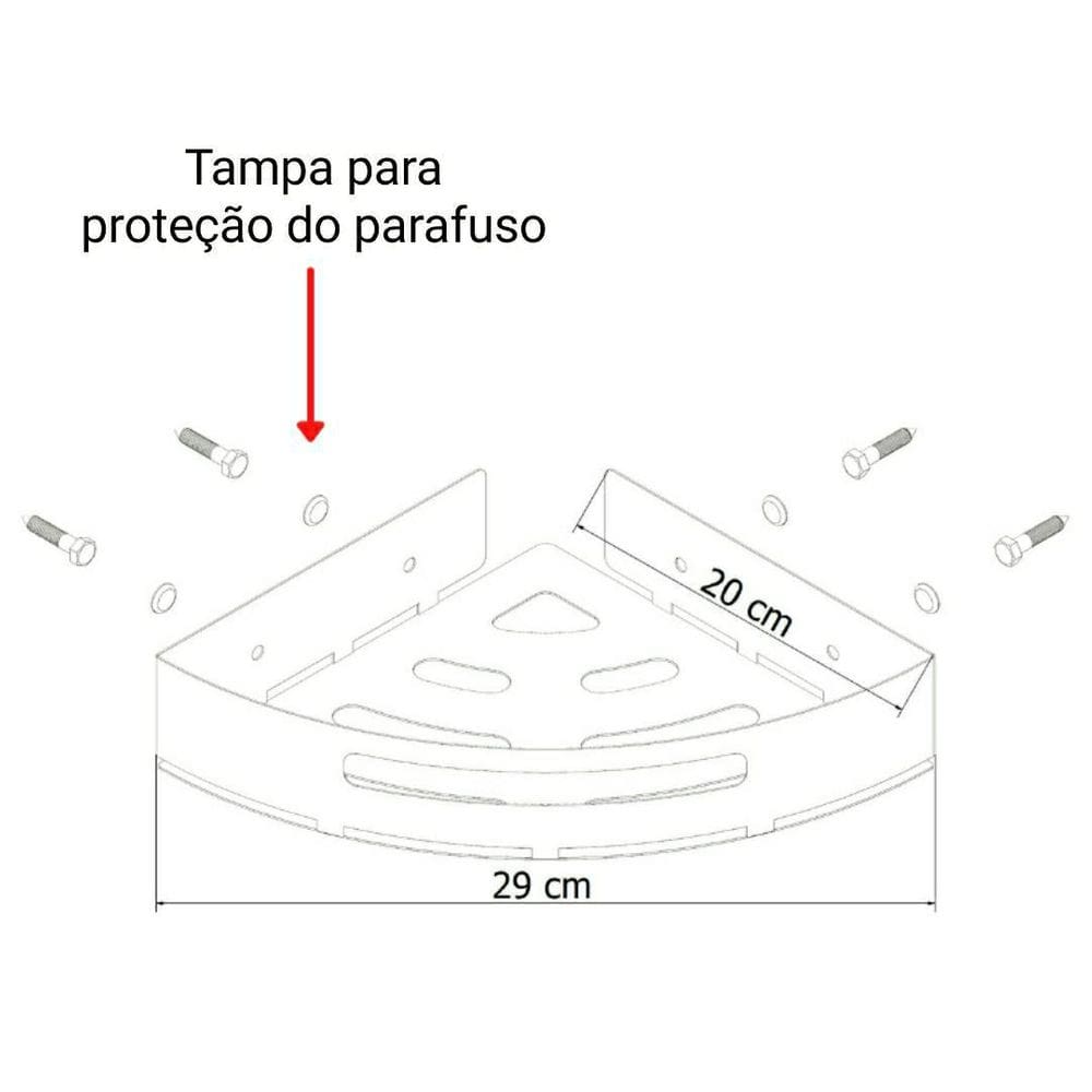Kit 2 Suportes Porta Shampoo Inox Preto - Design Clean