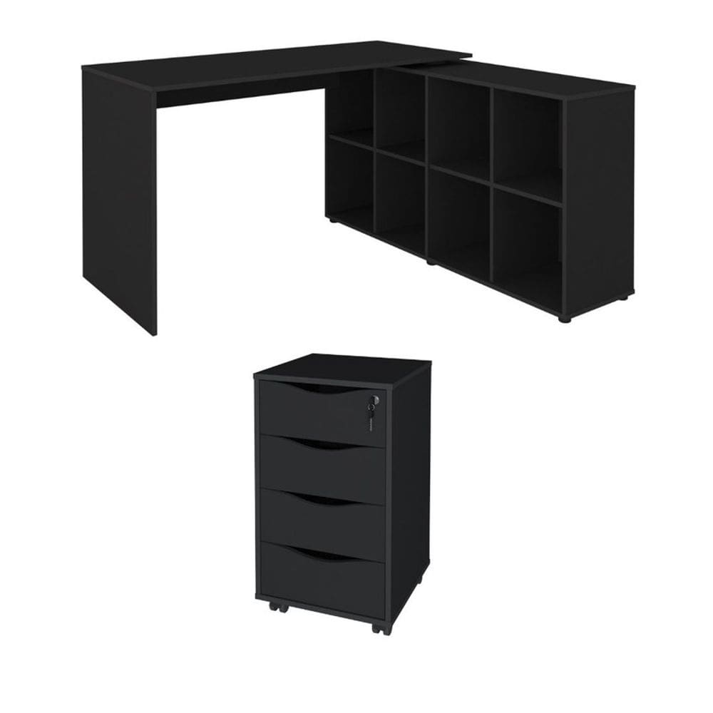 Conjunto Escritório Home: Escrivaninha 6079 + Gaveteiro 5671