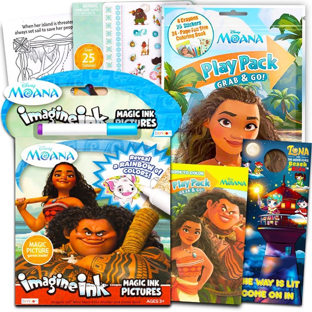 Livro para colorir e conjunto de atividades Disney Moana com marcador e adesivos