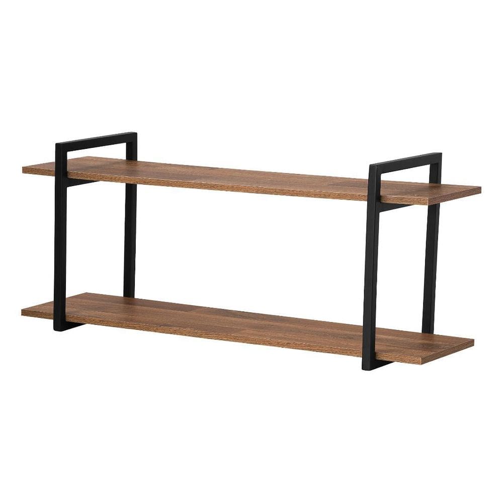 Estante Nicho Aço/MDF 80cm Preto Amadeirado 29cm