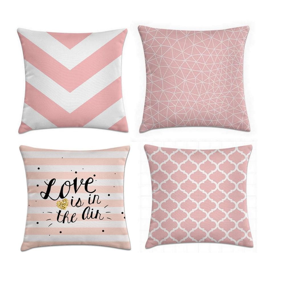 Kit 4 Capas De Almofadas Rosa 45X45
