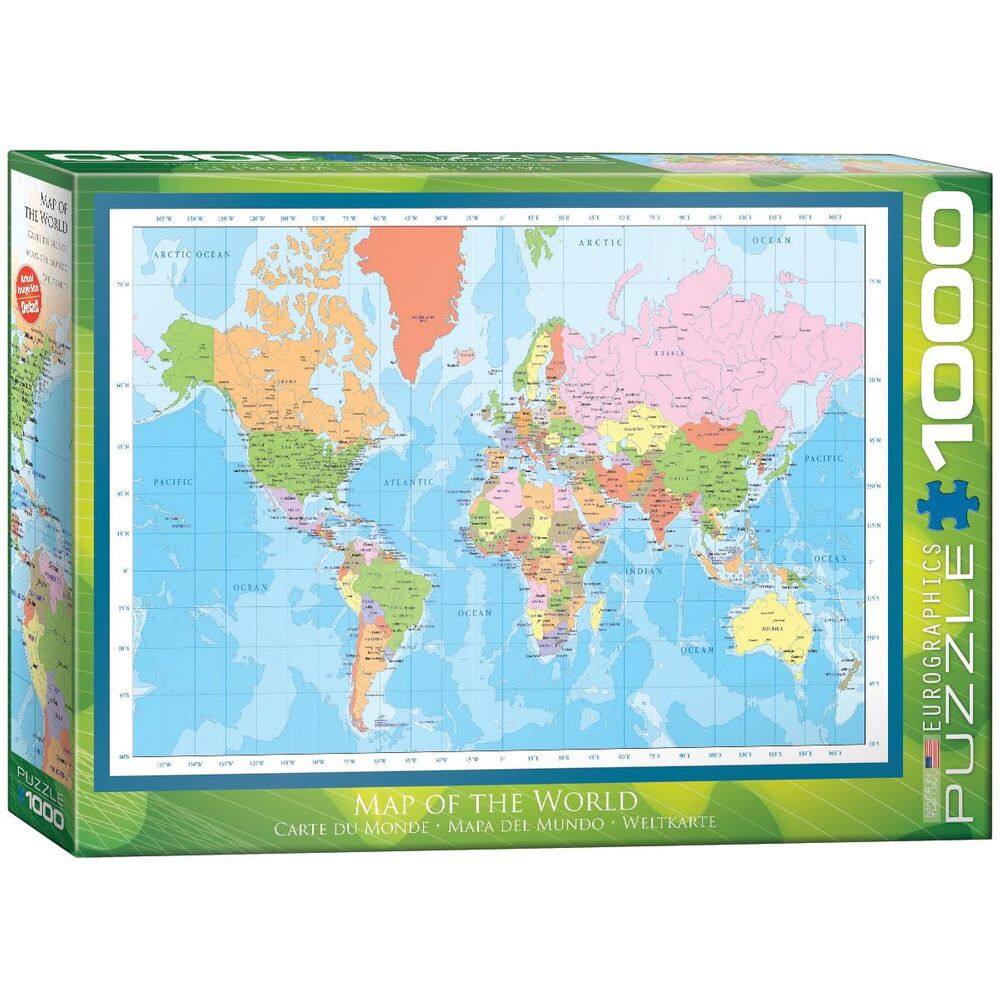 Quebra-cabeça EuroGraphics Mapa moderno do mundo de 1000 peças