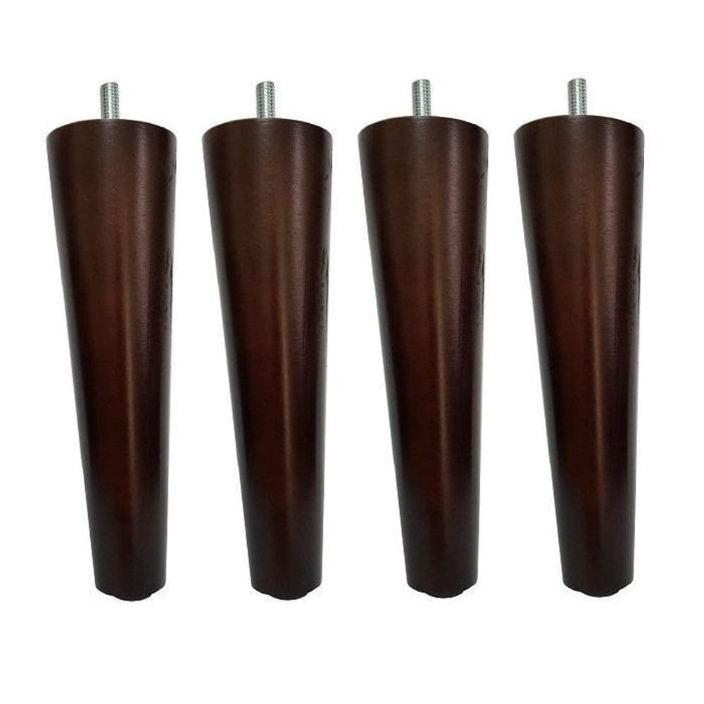 Kit 4 Pé Palito 10Cm Sofá Mesa Imbuia Marrom Escuro