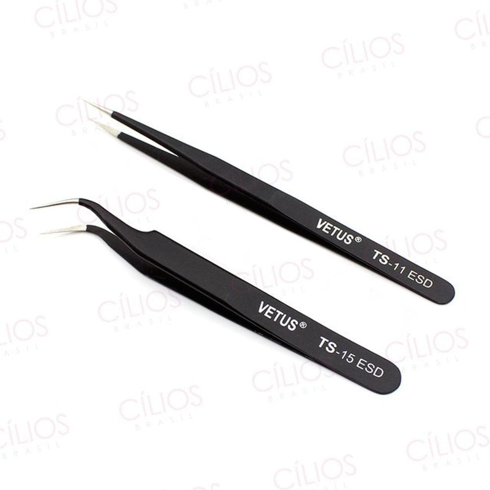Kit 2 Pinças De Alongamento De Cílios Fio A Fio Vetus