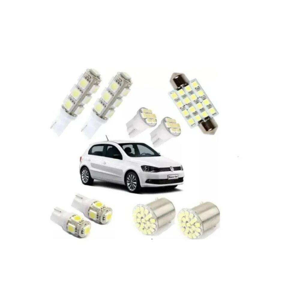 Kit Lâmpadas Led Gol Voyage G4 G5 G6 G7 Pingo Teto Placa Ré