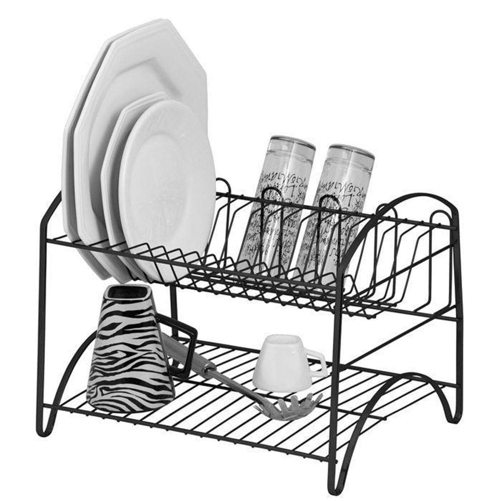 Escorredor De Louças Pratos Duplo Linha Black