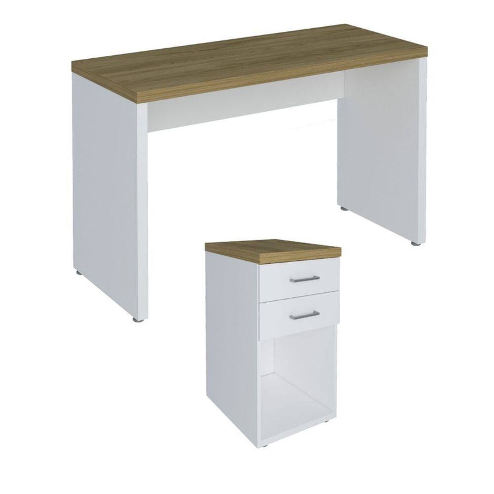 Conjunto Escritório Home Office: Mesa 6095 + Gaveteiro 6096