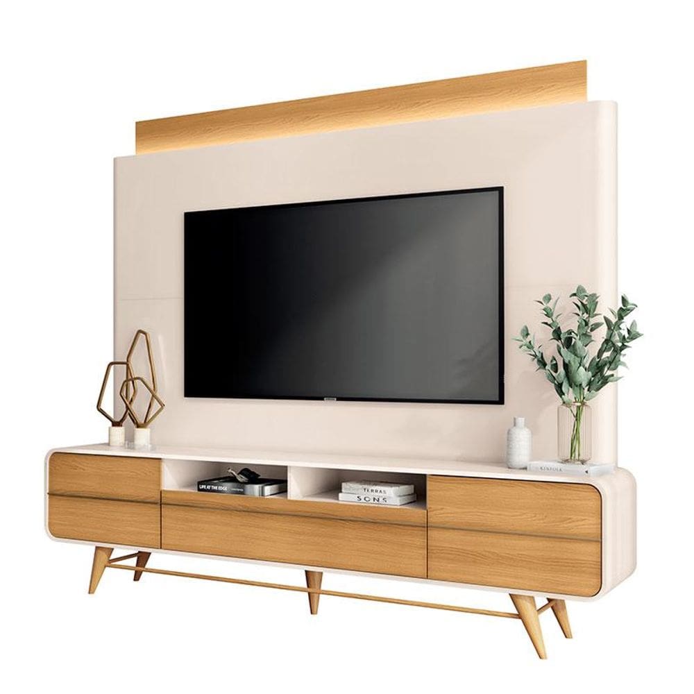 Estante Home Theater Nobre Off White Cinamomo - HB Móveis