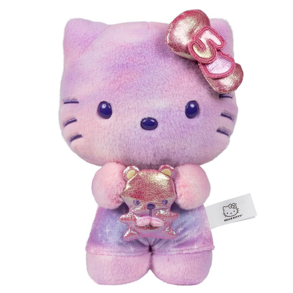 Brinquedo de pelúcia Hello Kitty 50º aniversário de 20 cm com ursinho de pelúcia