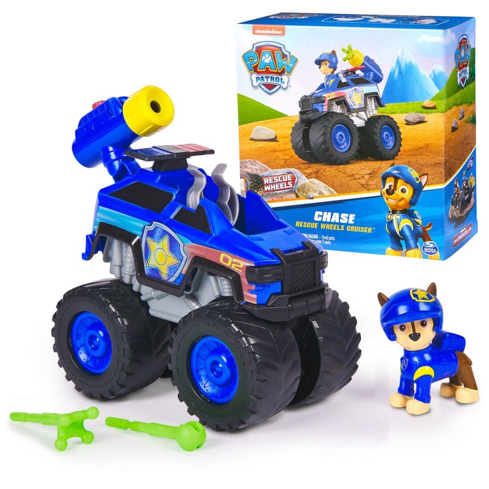 Caminhão de brinquedo Paw Patrol Rescue Wheels Chase`s Cruiser com boneco