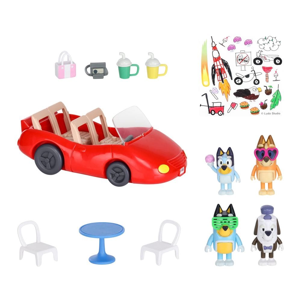 Veículo de brinquedo Bluey Escape conversível com 4 bonecos e acessórios