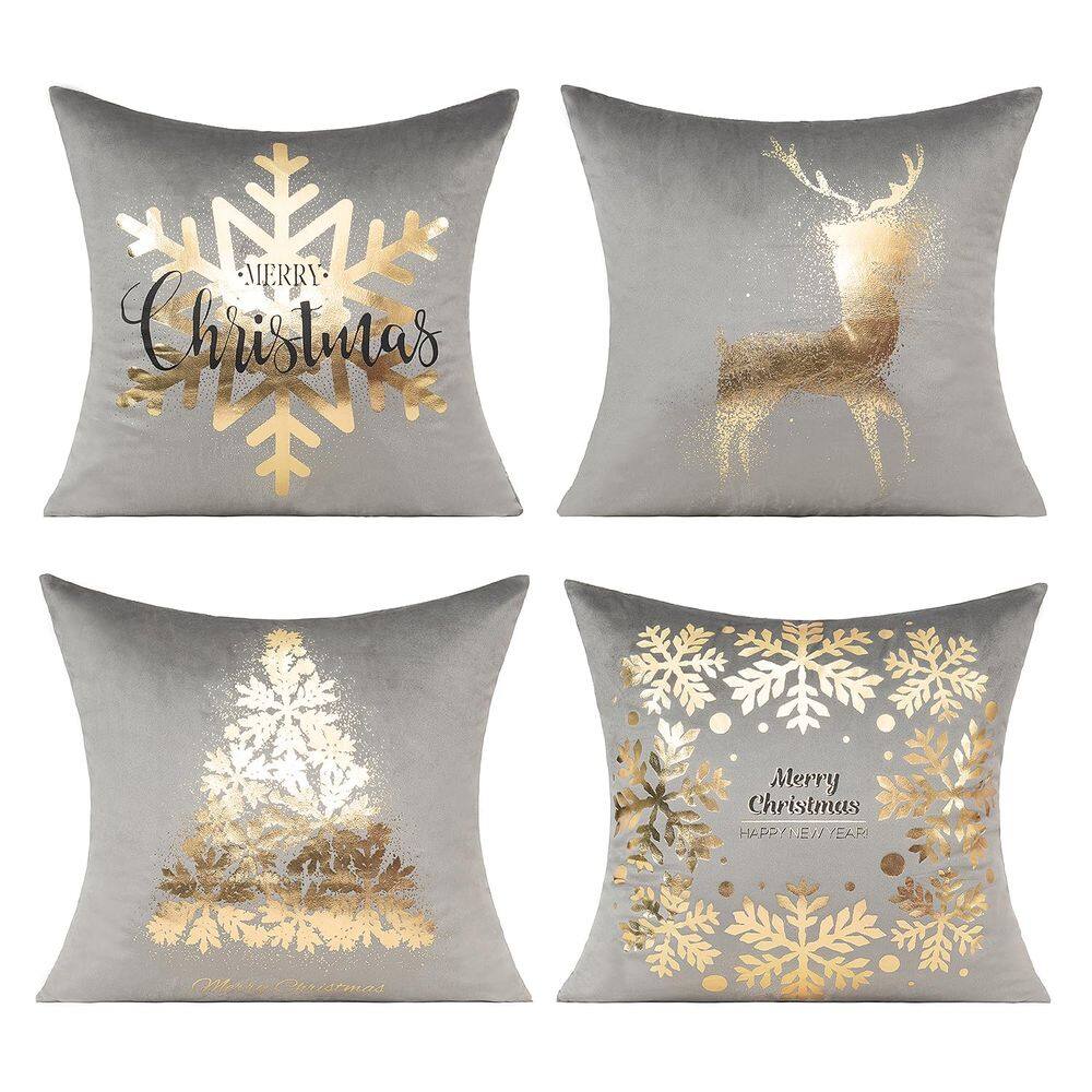 Capas de almofada All Smiles Grey Gold Christmas 45x45cm
