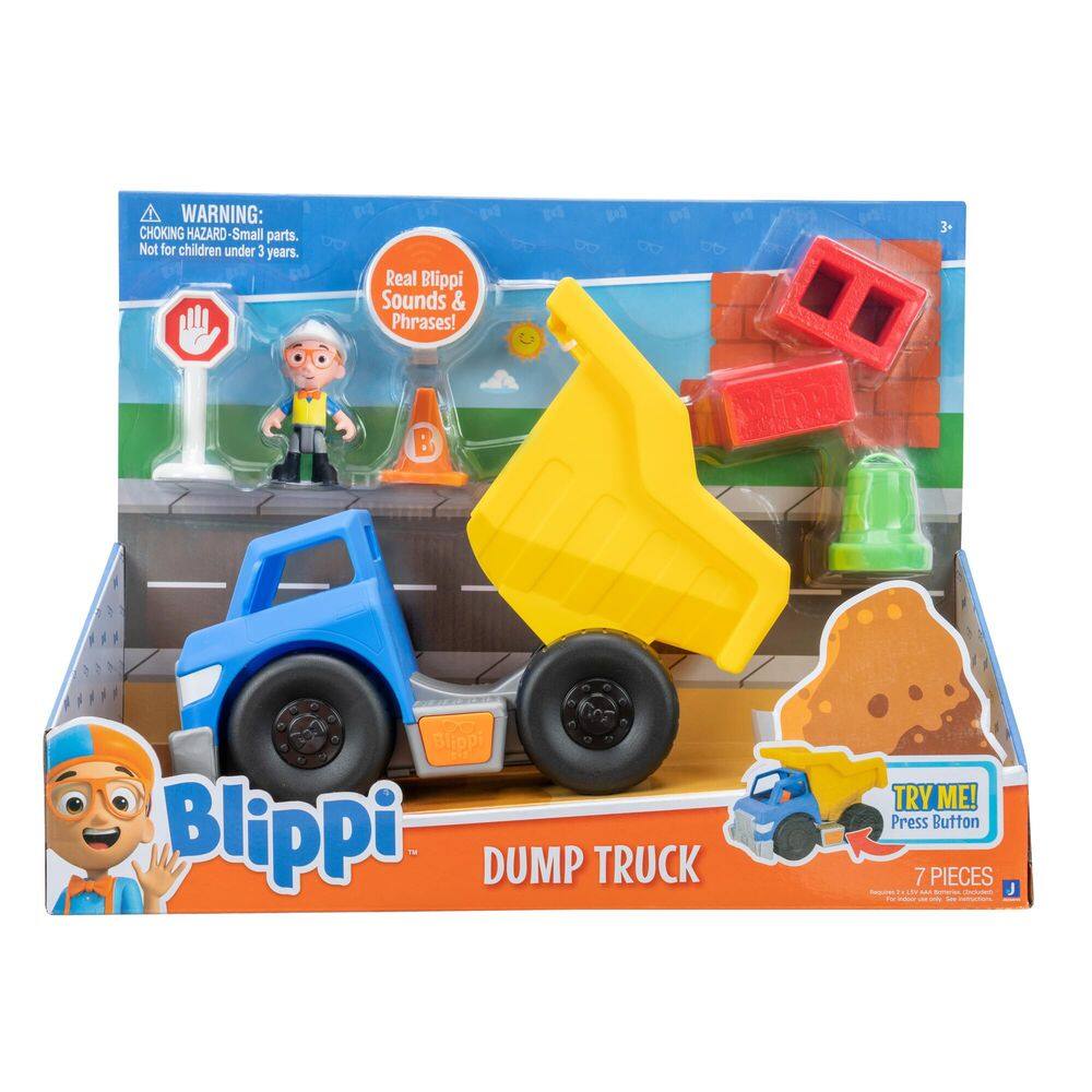 Caminhão basculante Blippi Fun Freewheeling com sons para crianças