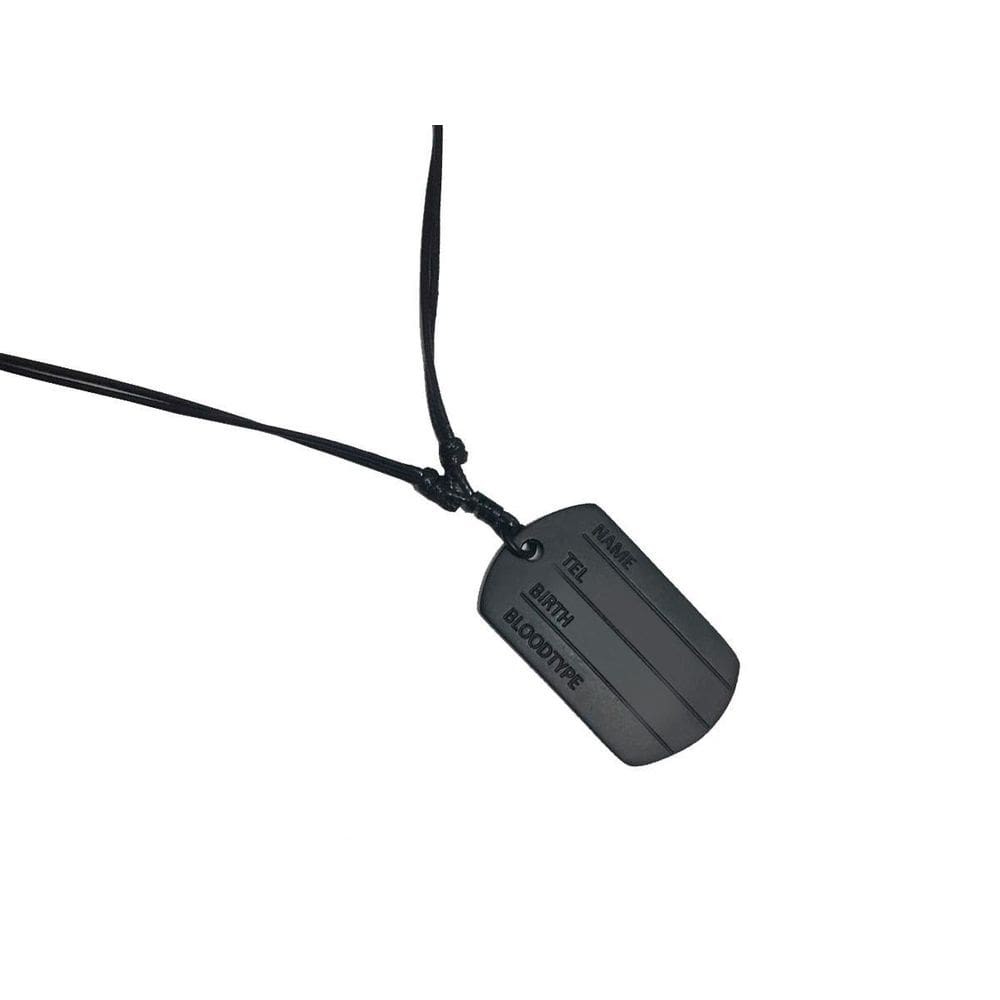 Colar Masculino Dog Teg Placa Militar All Black Ajustável