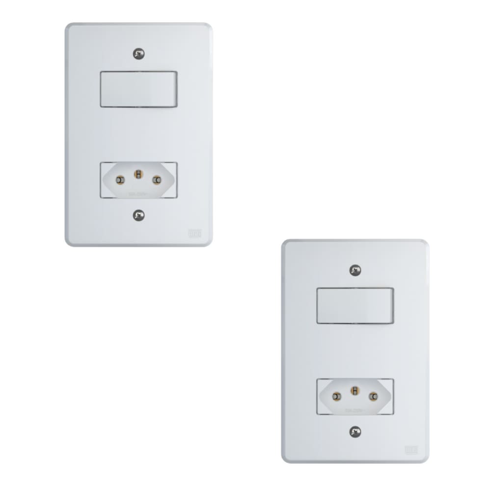 Kit Conjunto Interruptor 4x2 | 1 Tecla Simples 10A + 1 Tomada 20A 250V 2 peças