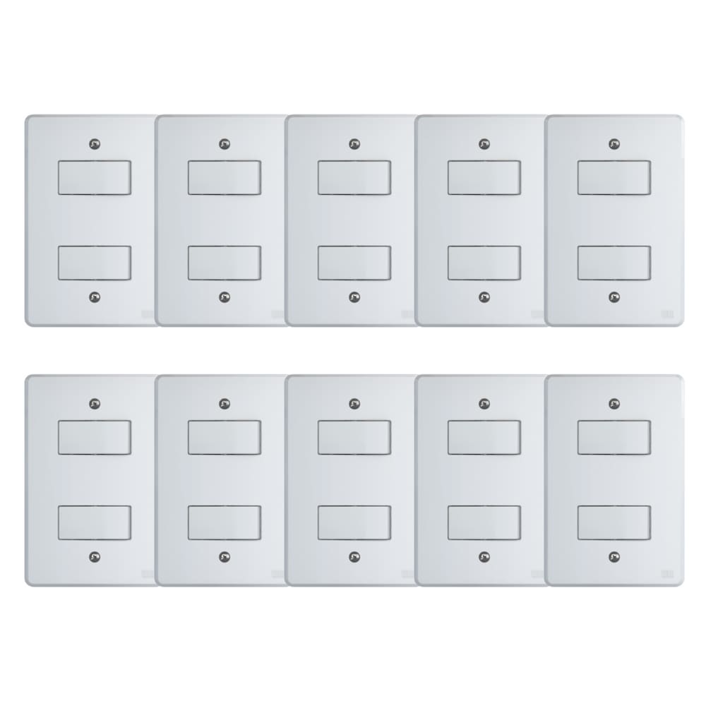 Kit Conjunto Interruptor 4x2 | 2 Teclas Simples 10A 250V 10 peças