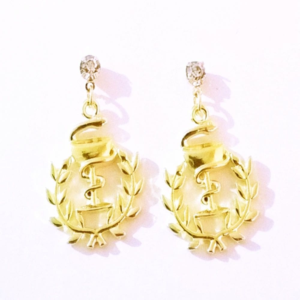 Brinco Farmácia Farmacêutica Folheado A Ouro 18k